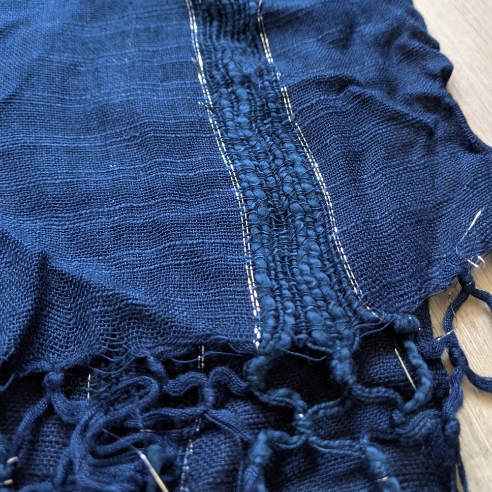 Blue Silver Yarn Scarf